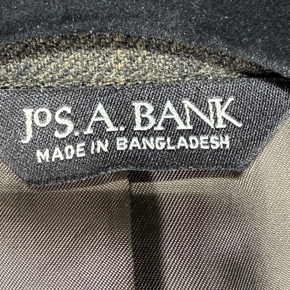 Jos. A. Bank Windowpane Blazer Sport Coat Men 40R Olive Brown 100% Wool 2-Button